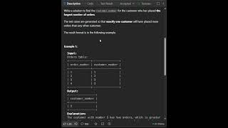 leetcode 586 | Customer Placing the Largest Number of Orders | SQL query #programming#databasedesign