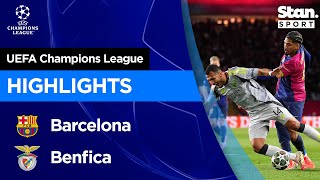 Thumbnail for Barcelona v Benfica Highlights | 2024/25 | UEFA Champions League