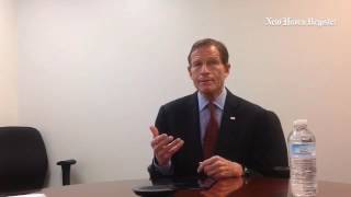 U.S. Sen. Richard Blumenthal, D-Conn., speaks to the New Haven Register Editorial Board border secur