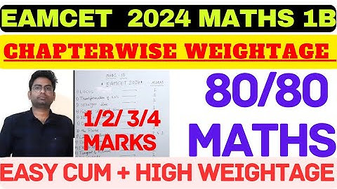 EAMCET 2024|EAMCET CHAPTER WEIGHTAGE|MATHS 1B|EAMCET SYLLABUS|EAMCET PREPARATION|PLANNING#EAMCET2024