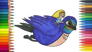 تومبلينا مع الطائر | رسم و تلوين