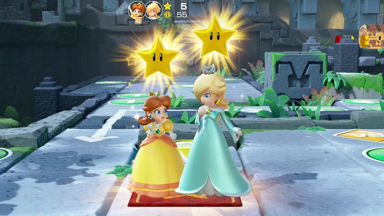 Super Mario Party Partner Party #55 Domino Ruins Treasure Hunt Daisy & Rosalina vs Waluigi & Luigi