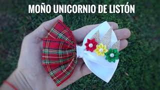 Moño Unicornio Navideño para Niñas paso a paso | DIY Christmas Unicorn Hairbow | Laço Unicornio