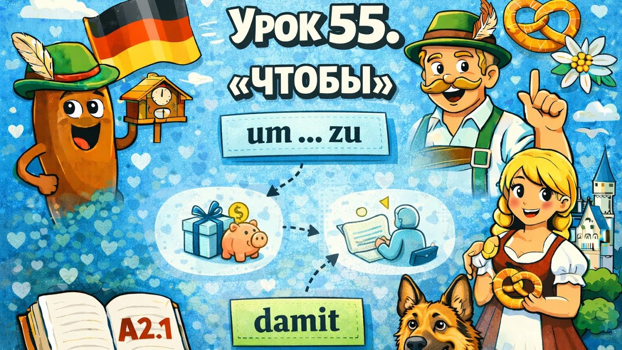 Урок 55. Um...zu или damit? Немецкий с удовольствием.