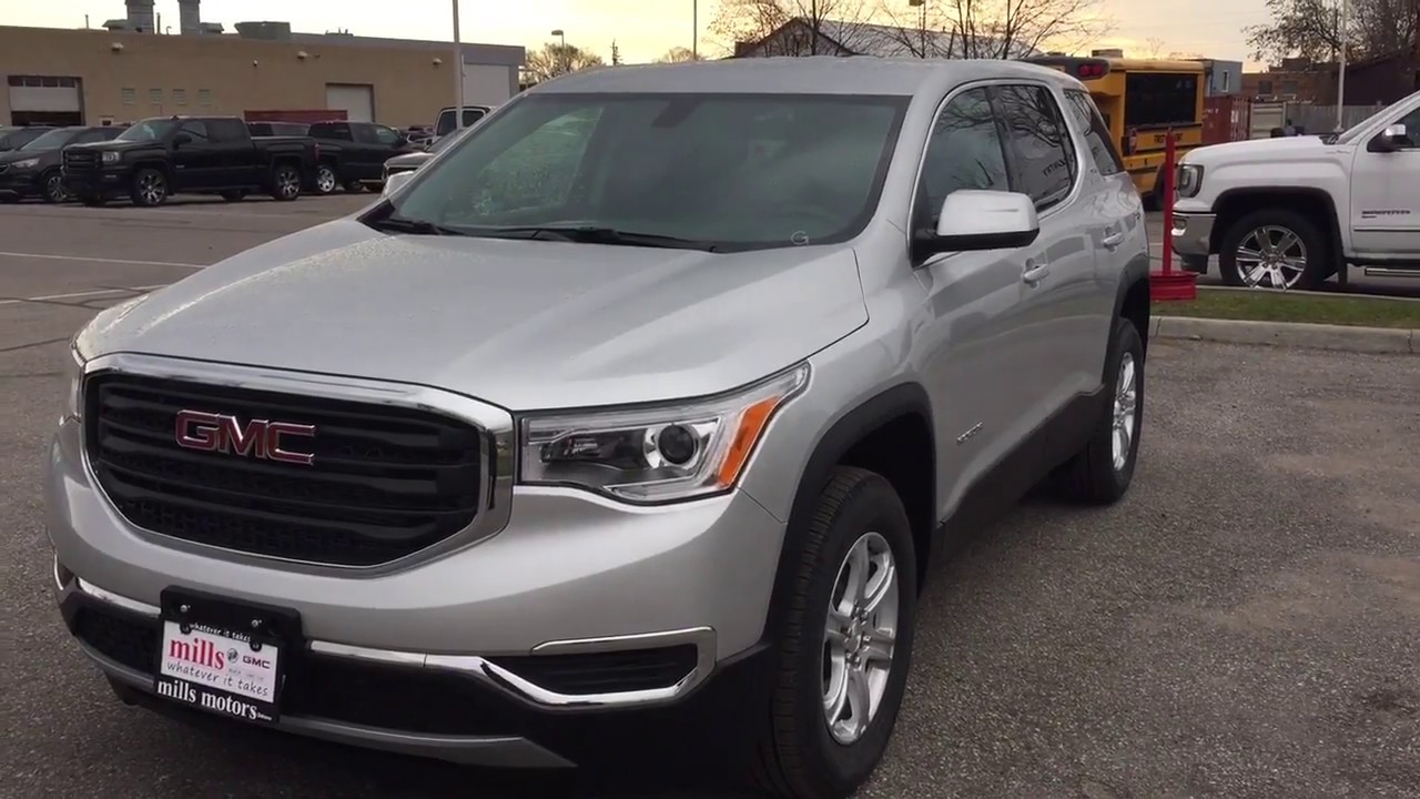 2018 GMC Acadia AWD SLE  7 Passenger Seating Silver Oshawa ON Stock #180232 - YouTube Mills Motors Buick GMC Ltd.