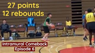 My first double double! 27 points & 12 rebounds- Intramural Comeback Episode 6 by Headband J 281 views 1 year ago 1 minute, 51 seconds