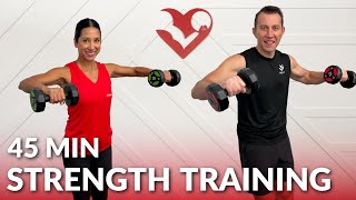 Strength Training at Home Full Body Dumbbell Workout - 45 Min Total Body Workouts with Weights