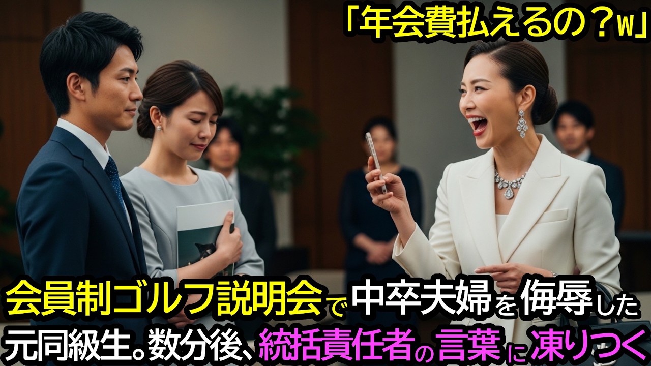 「年会費払えるの？w」会員制のゴルフ説明会で中卒夫婦を侮辱した元同級生。数分後、統括責任者の言葉に凍りつく…