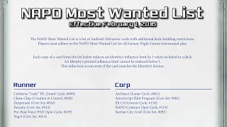 NAPD Most Wanted List and the State of Android Netunner