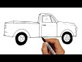 Pickup Trucks Drawing - How To Draw A Delivery Pickup Truck Easy Simple Step By Step