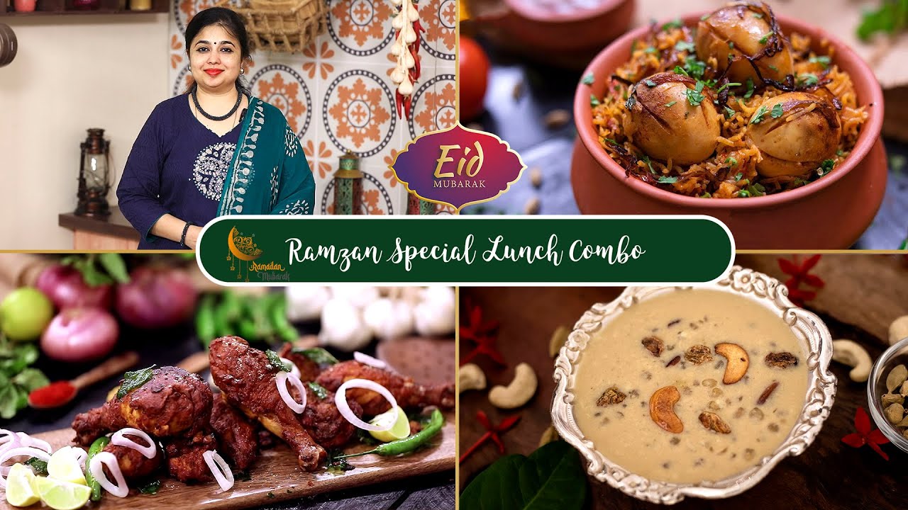 Hema’s 3 Ramadan Special Lunch Combo | Egg Biryani | Chicken Fry Recipe | Sabudana Kheer | Dessert