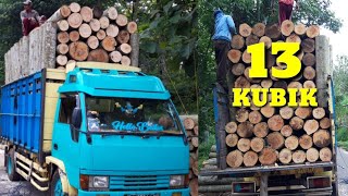 Truk muat kayu sengon super 13 kubik - truk kayu sengon