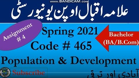 AIOU Code 465 Solved Asignment No.4 Spring  2021 | Subject: Population & Develop |Level: Bachelor/BA