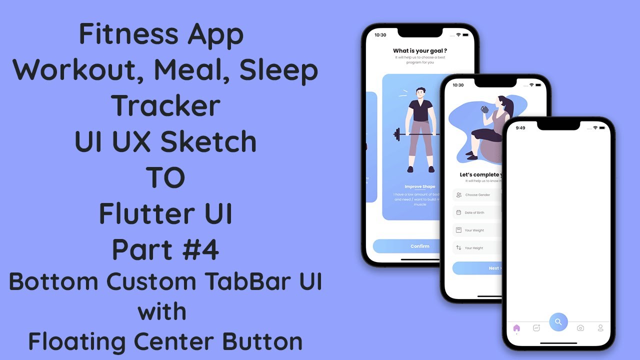 #4 Fitness Workout App UI in Flutter | Bottom Tab Bar with Floating ...