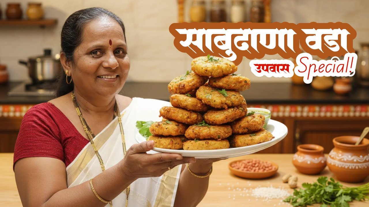 10 मिनिटांत कुरकुरीत साबुदाणा वडा | Fasting Special Sabudana Vada Recipe | Marathi Recipe