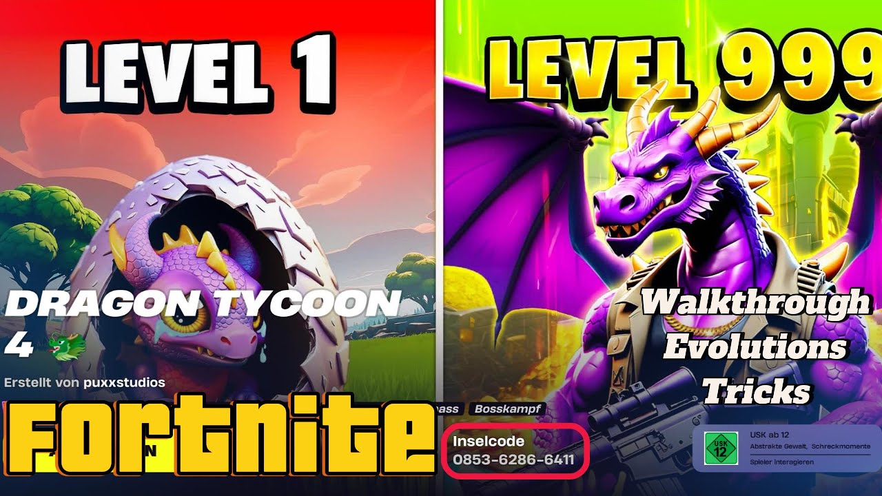 FORTNITE 🐉 Dragon Tycoon 4 ( Walkthrough + Evolutions + Tricks ) German / Deutsch