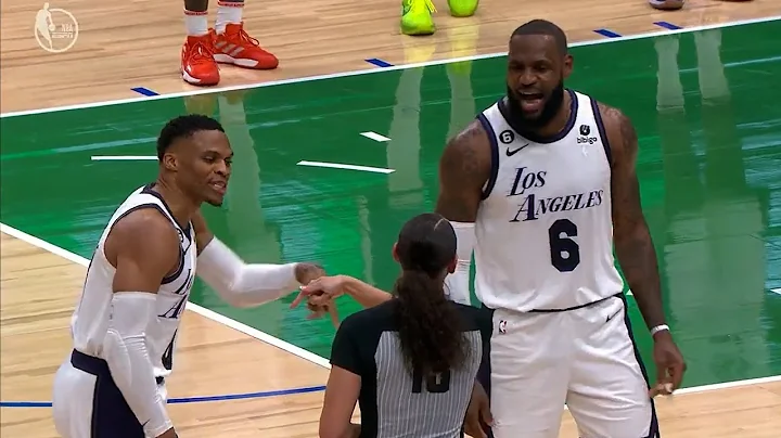 Russell Westbrook and LeBron James shout at female...
