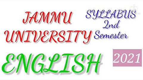 Jammu University BA B Sc B Com 2nd Semester Syllabus English