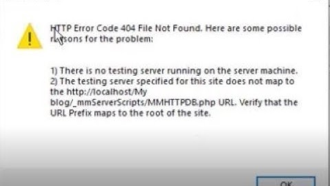 How to fix server behavior error "Http Error code 404 file not found" in Dream Weaver