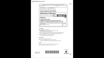 Pearson EDEXCEL As History Paper 1 2023 8hi0 1g Breadth Study With InterpretATIons Option 1g Germany