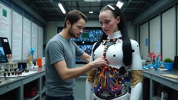 Futuristic Humanoid Robot Workshop | Ai SciFi Universe