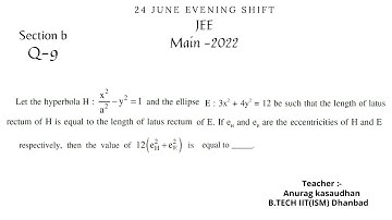 JEE main 2022:- 24 June shift-2 Math paper section b (Q 9) solution | #jeemain2022 #projecteducation