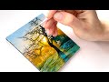 Miniature Landscape Oil Painting in Process. Real Time Painting. Tutorial