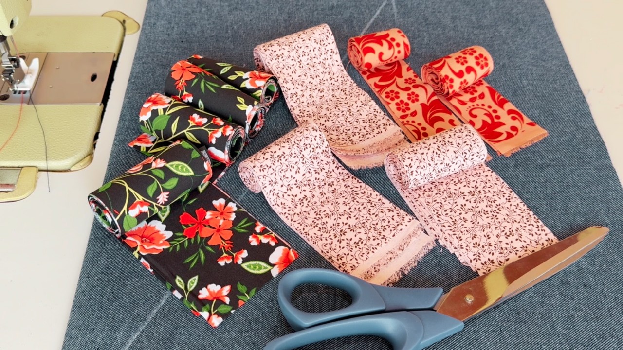 Transformei FAIXAS de Tecidos em um Tapete de RETALHOS Maravilhoso! 😍🌷