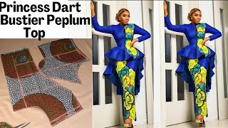 How to Cut and Sew a Front Zipper Princess Dart Bustier High/low PEPLUM Top STEP by STEP