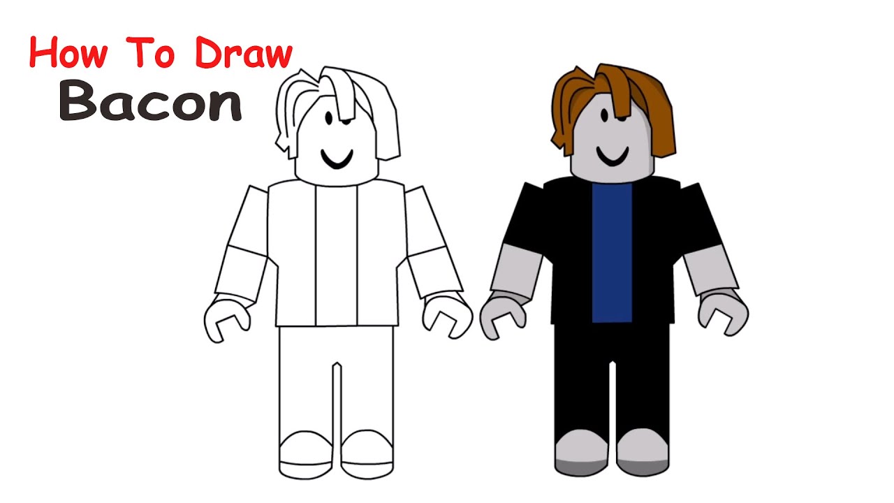 How to draw BACON (Roblox) step by step, EASY 