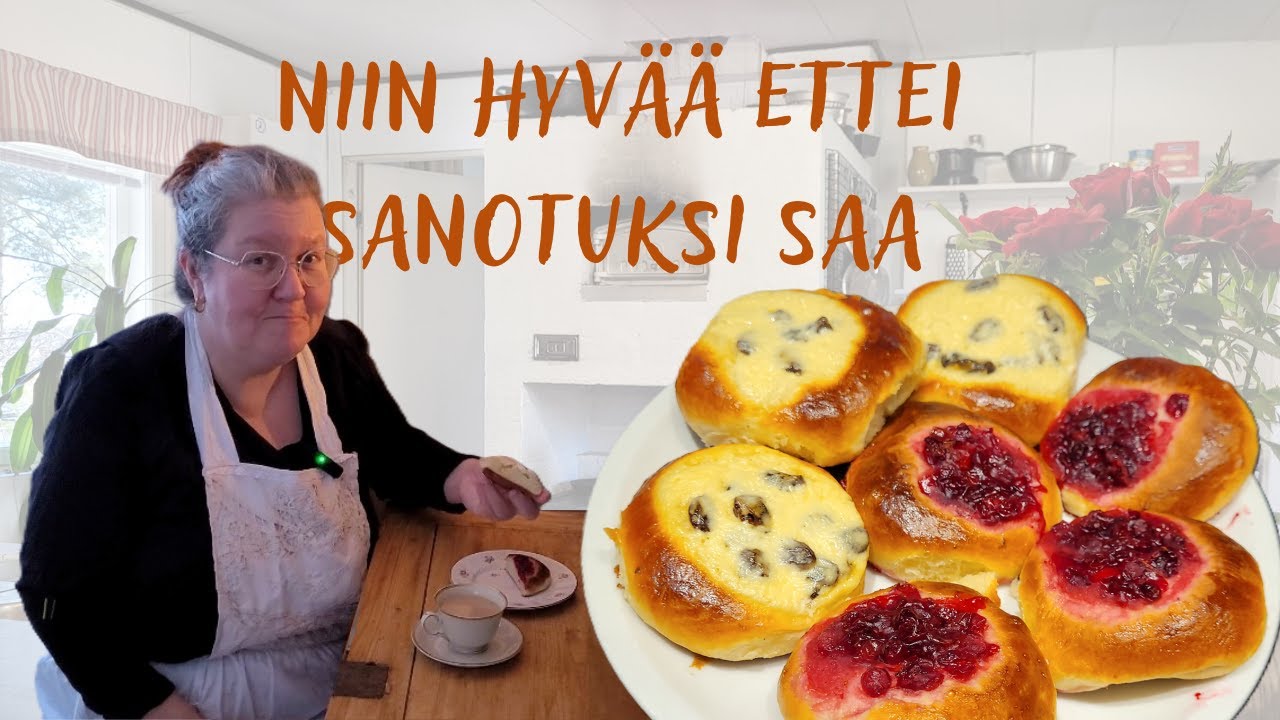 Rahka- ja puolukka meni pullaan.