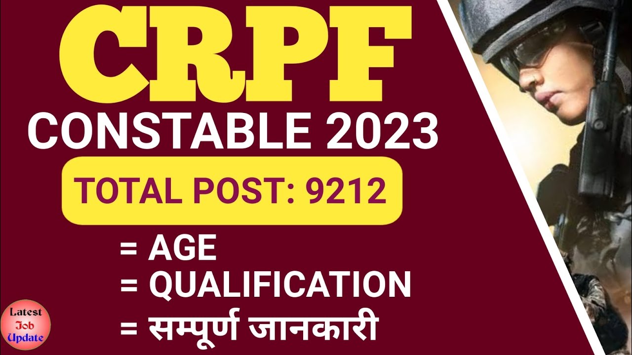 CRPF Vacancy 2023 Out || Total post - 9212 - YouTube