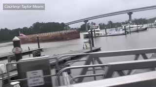 Caught on Camera: Runaway barge has close encounter with Orange Beach toll bridge