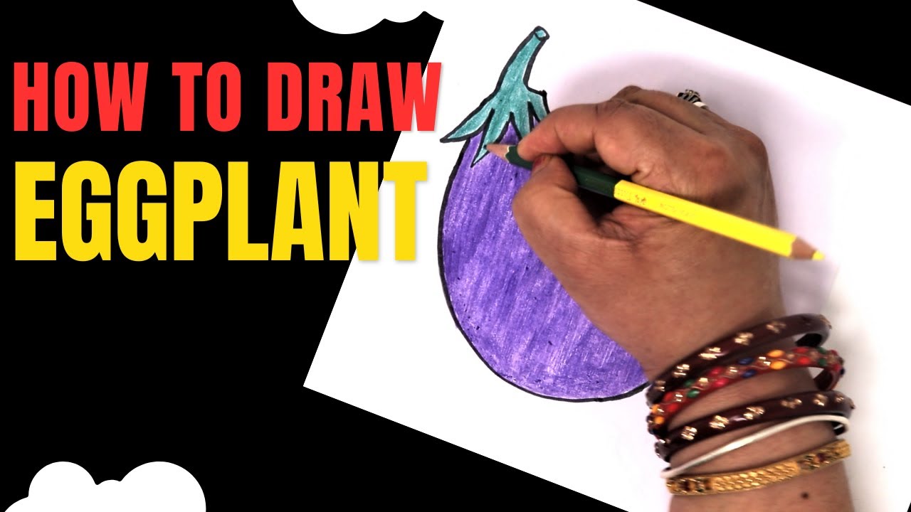 How To Draw An Eggplant Easy Drawing With Crayon Pencil Step By Step 