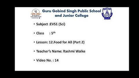 STD 5th Sub: EVS 1 L.no.12 Food  for All ( part2)