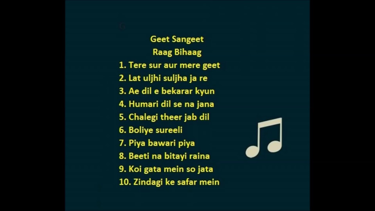 Raag Bihaag based hindi film songs