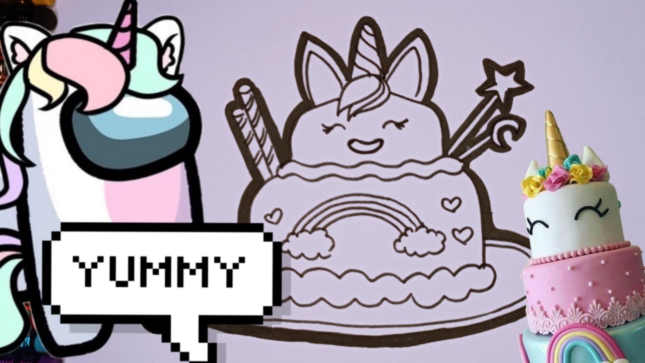 Cara menggambar Kue Ulang Tahun UNICORN / how to draw unicorn cake