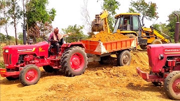 Jcb 3dx Backhoe Machine Loading Red Mud In Mahindra 265 Di Tractor For Making Pond | Jcb Video | Jcb