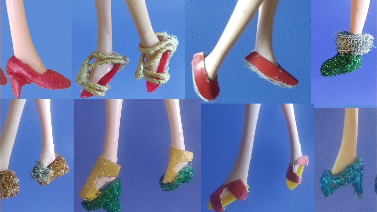 8 DIY Barbie Shoe Making Easy Doll Crafts Designer Shoe Making