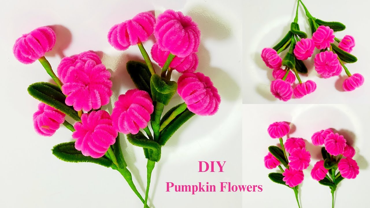 DIY Pumpkin Flowers | how to make mini beautiful Pumpkin Flower with pipe cleaners