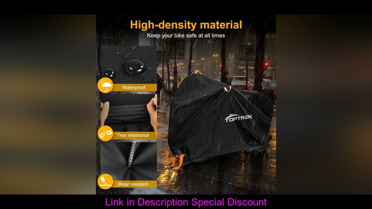 Toptrek Bike Cover 210D Oxford Outdoor Storage Waterproof&Anti-UV Bicycle Cover with Waterproof Memb
