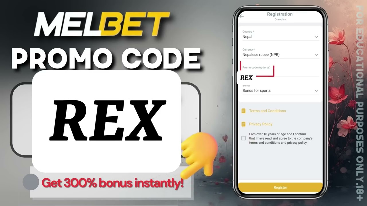 Get exclusive bonus of 300% by using the melbet promo code REX to register a new account 