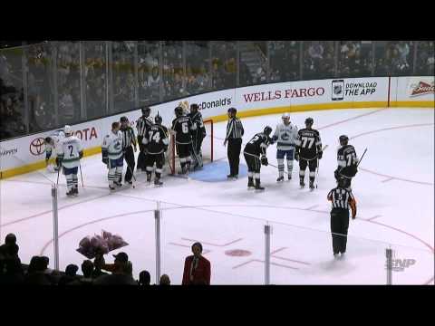 Jonathan Quick Waves Eddie Lack Over to Fight 03/21/15 [HD]