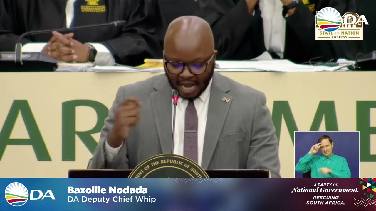 Бах Нодада завершает #SONAdebate: Только ДА может исправить ситуацию в городах ЮАР.