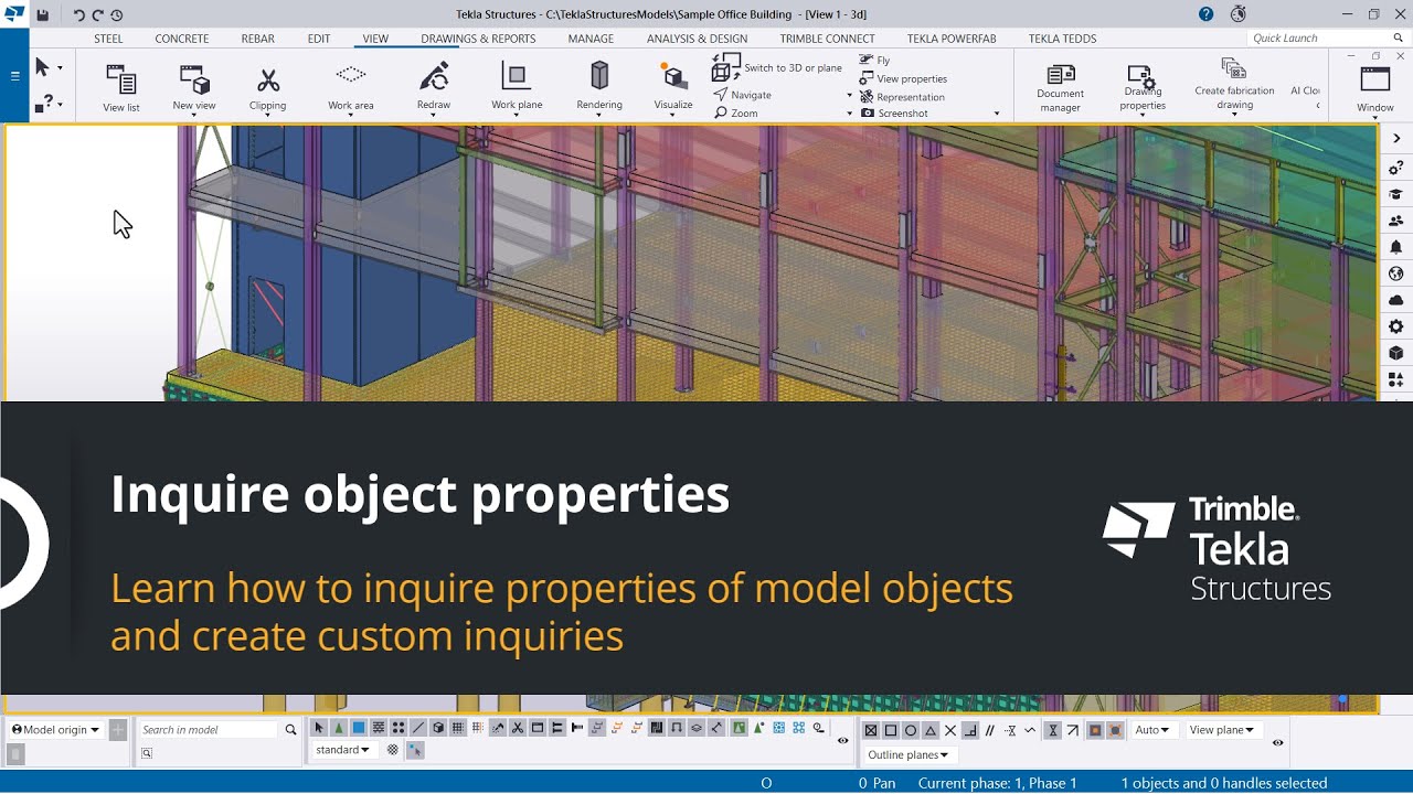 Inquire object properties in Tekla Structures - YouTube