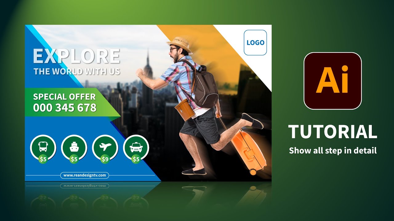How to Design Tour Banner in Adobe illustrator - YouTube