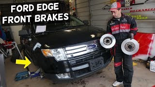 FORD EDGE FRONT BRAKE PADS REPLACEMENT. DISC BRAKE ROTOR REPLACEMENT REMOVAL