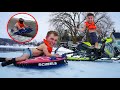 Water Skipping a Snowmobile While Pulling a Tuber!! (New Polaris Snowmobile)