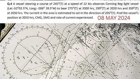 Q 4: 8 MAY 2024, Chart Work, Terrestrial and coastal Navigation, 2MFG,MMD EXAM 