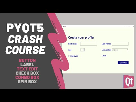 PyQt5 Crash Course: Button, Label, Text Edit, Check Box, Spin Box and Combo Box [for beginners]